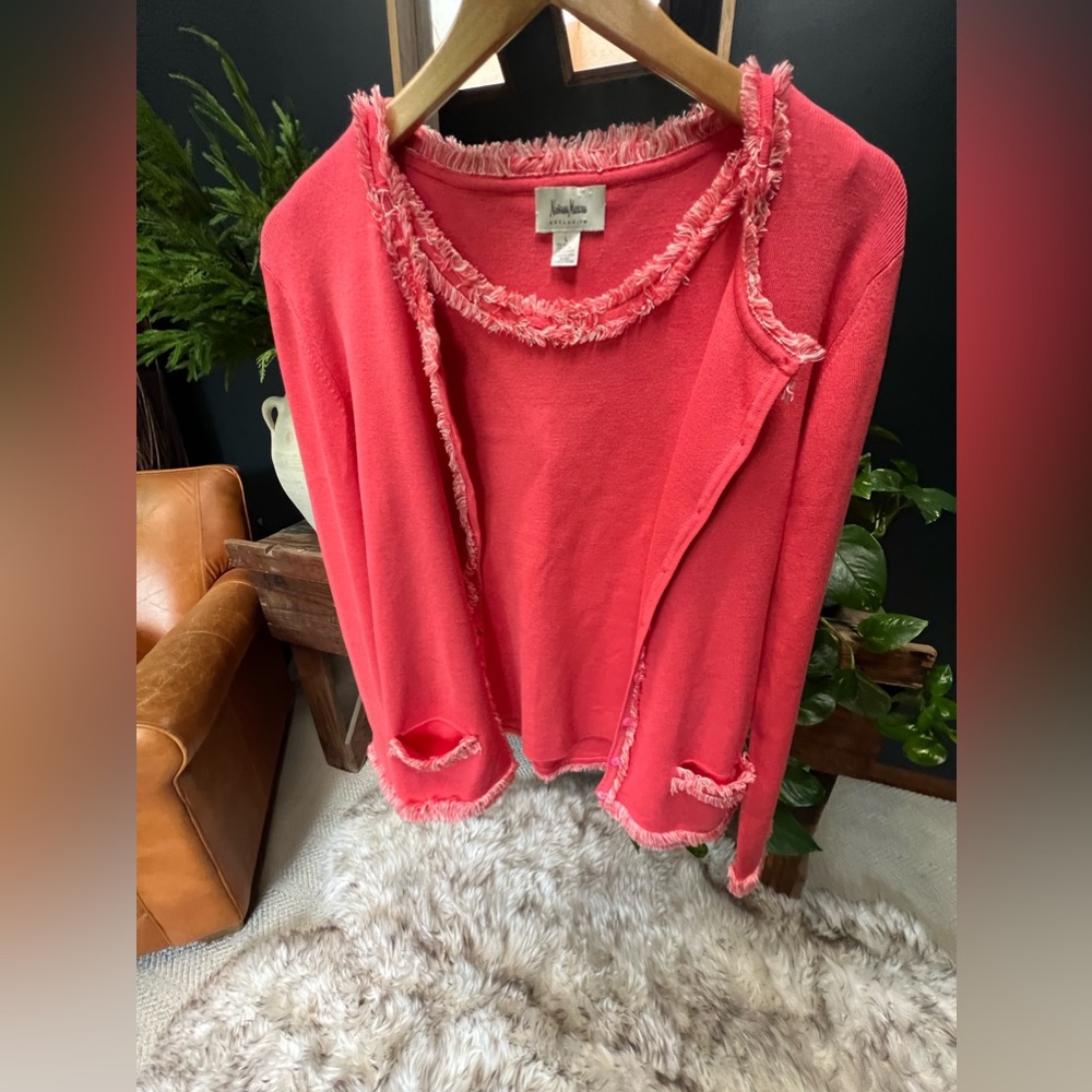 Neiman Marcus Silk Vintage Pink Sweater Set Size L